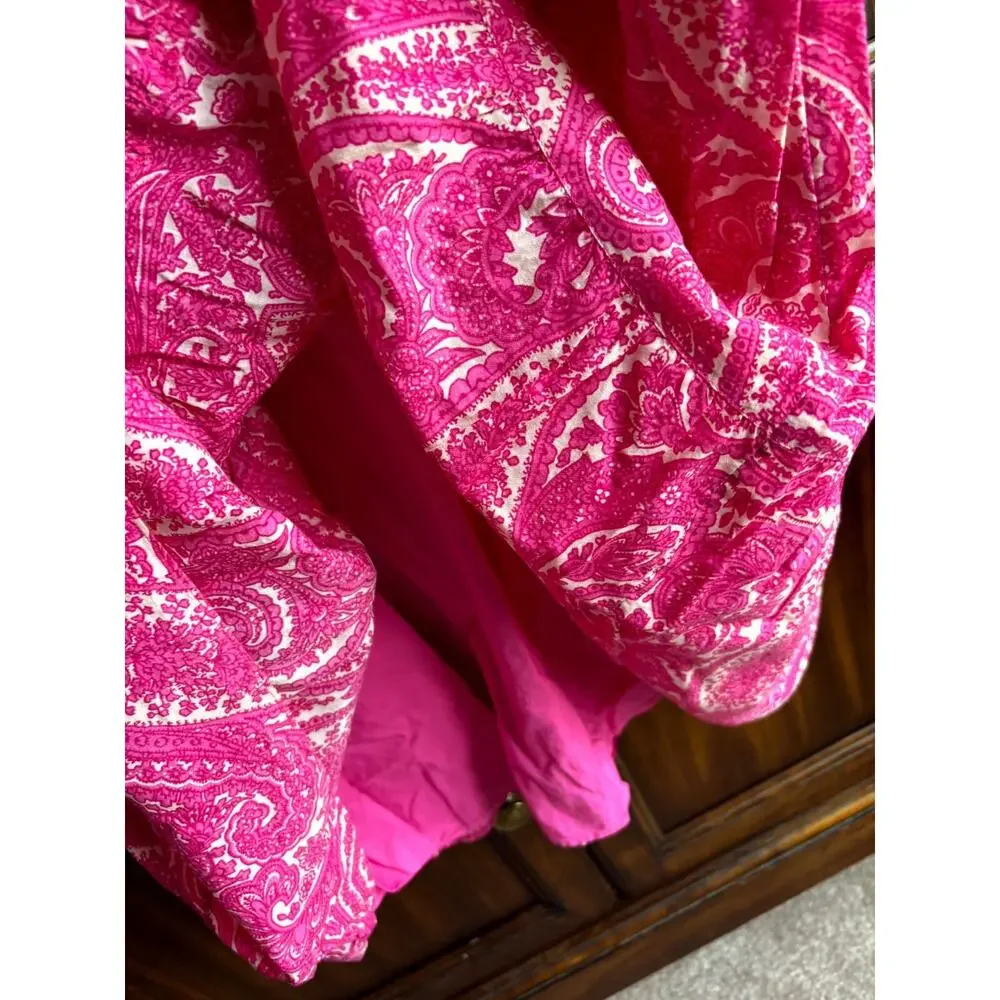 Talbots Maxi Dress 16 Pink Paisley Tiered Tie Back Breezy Coastal - Picture 5 of 9